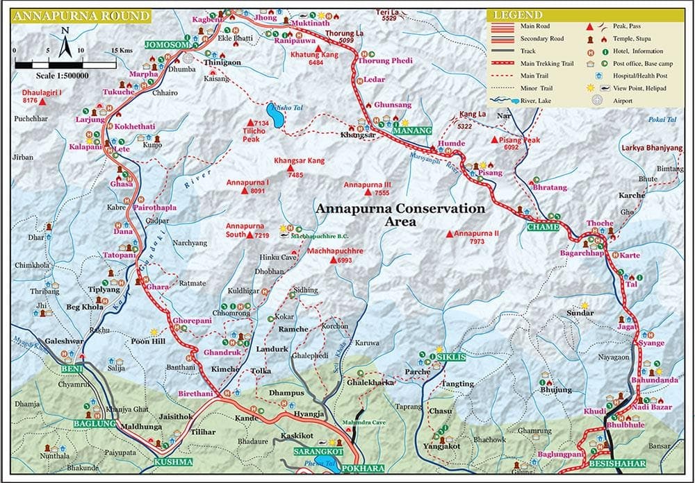 Annapurna Round Trekking Map